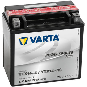 Varta 20300221 POW AGM TX14-BS, 12V, 12Ah, Motorcycle Battery