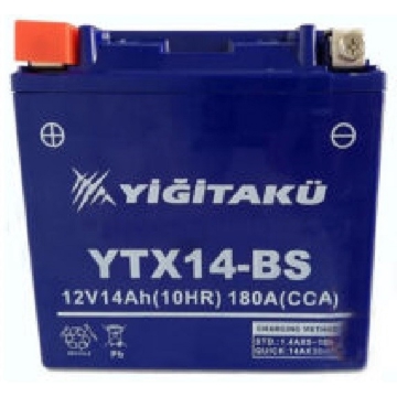 მოტოციკლის აკუმულატორი Yigit Aku 20302080 YTX14-BS, 12V, 14Ah, Motorcycle Battery