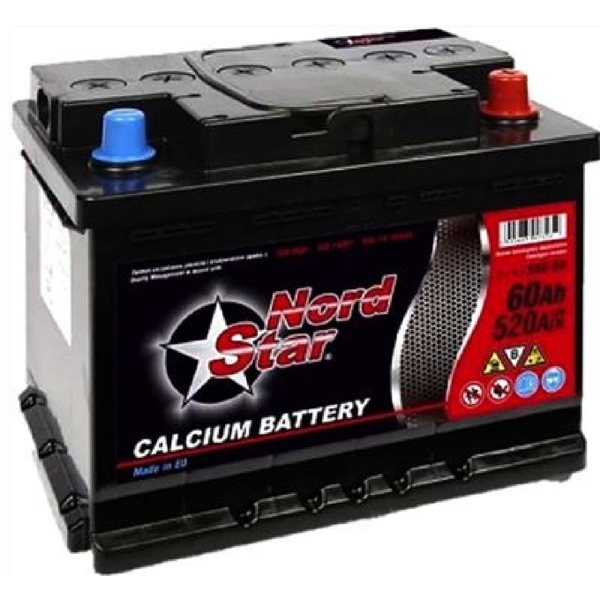 მანქანის აკუმულატორი NordStar 20301980, 12V, 60Ah, Car Battery