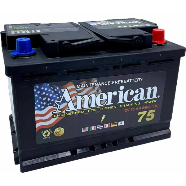 მანქანის აკუმულატორი American 20302800, 12V, 75Ah, Car Battery