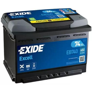 Exide 20300641 Excel EB740, 12V, 74Ah, Car Battery