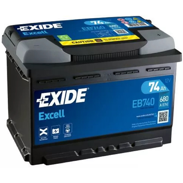 მანქანის აკუმულატორი Exide 20300641 Excel EB740, 12V, 74Ah, Car Battery