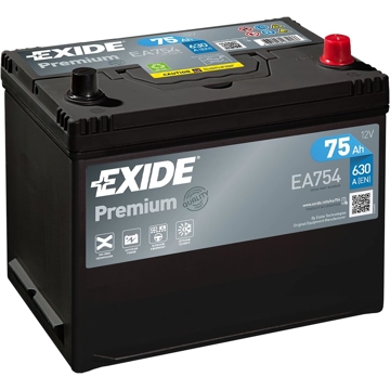 მანქანის აკუმულატორი Exide 20300382 PR EA754, 12V, 75Ah, Car Battery