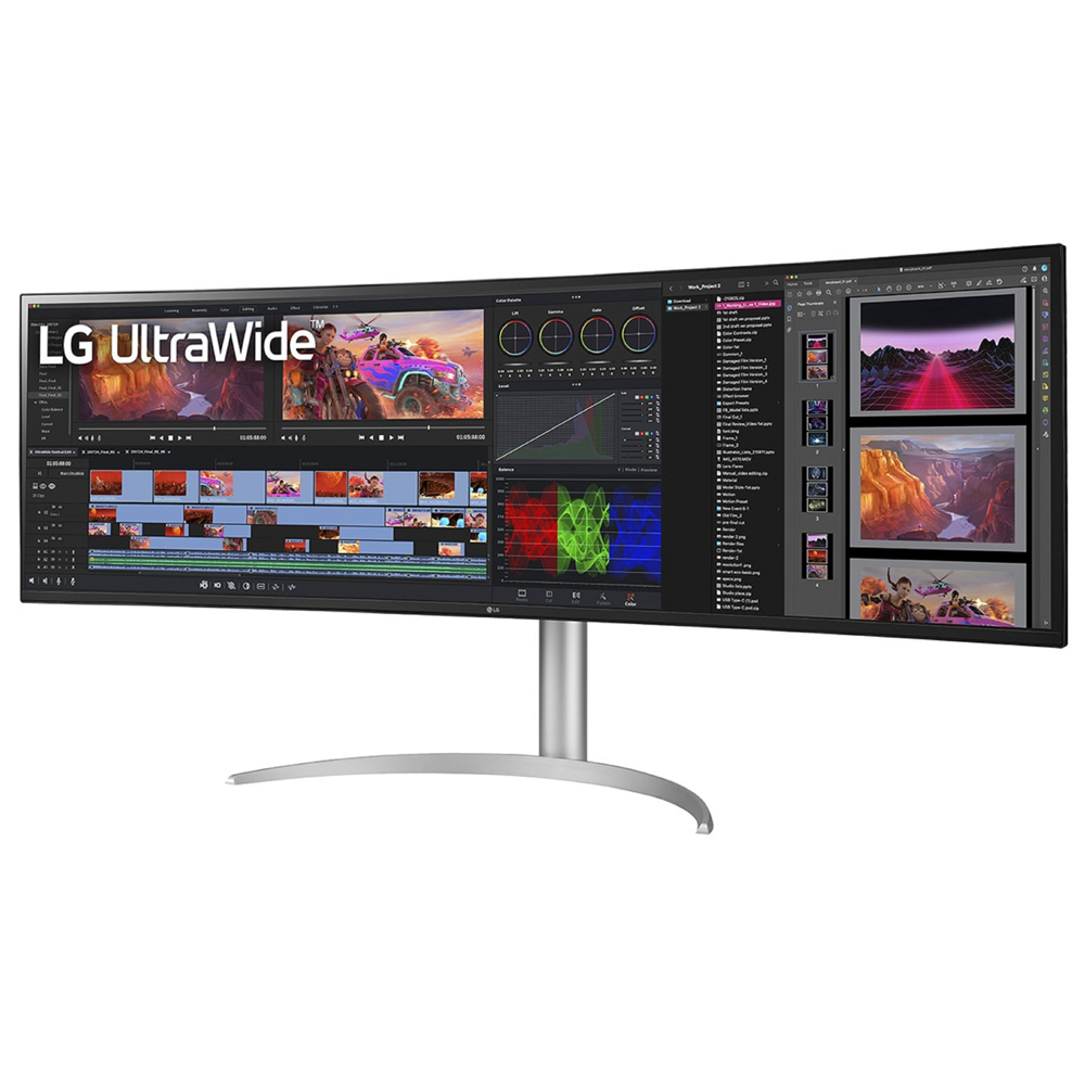 LG 49WQ95C-W.AMA UltraWide, 49", Curved Monitor, DQHD, IPS, HDMI, DP, USB Type-C, White