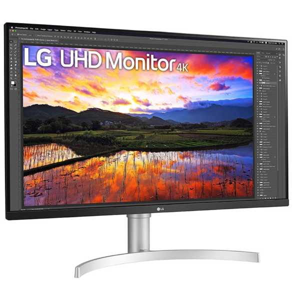 მონიტორი LG 32UN650-W.AMA UltraFine, 31.5", Monitor, 4K UHD, IPS, HDMI, DP, Black/Silver