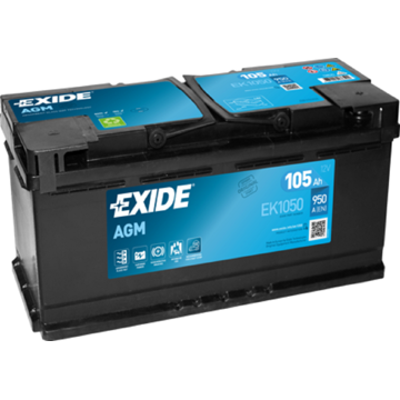 მანქანის აკუმულატორი Exide 20301000 AGM EK1050, 12V, 105Ah, Car Battery