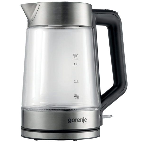 ელექტრო ჩაიდანი Gorenje K17GED, 2200W, 1.7L, Electric Kettle, Silver/Transparent