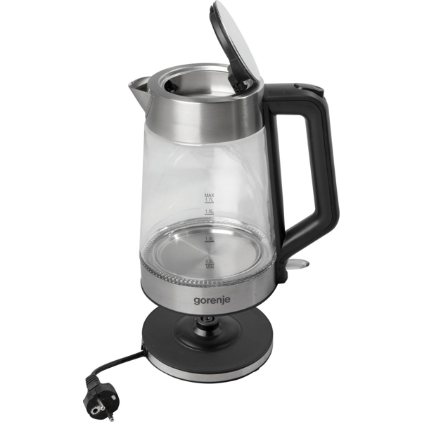 ელექტრო ჩაიდანი Gorenje K17GED, 2200W, 1.7L, Electric Kettle, Silver/Transparent