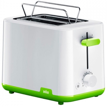 Braun HT1010GR, 900W, Toaster, White/Green