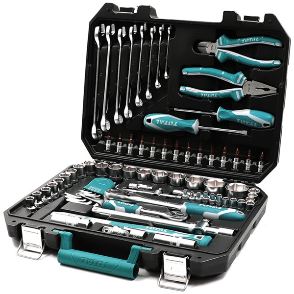 ხელსაწყოების ნაკრები Total THKTHP21006, 100Pcs Professional Tool Set, Black/Blue