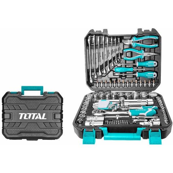 ხელსაწყოების ნაკრები Total THKTHP21006, 100Pcs Professional Tool Set, Black/Blue