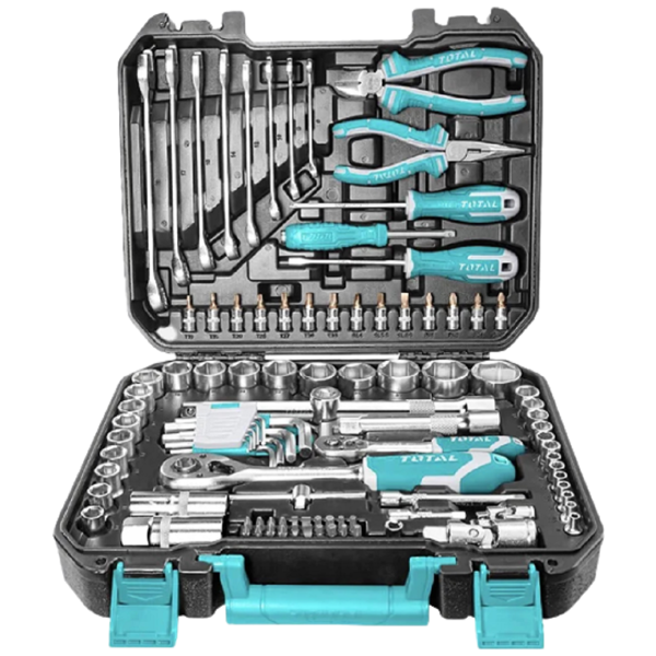 ხელსაწყოების ნაკრები Total THKTHP21006, 100Pcs Professional Tool Set, Black/Blue