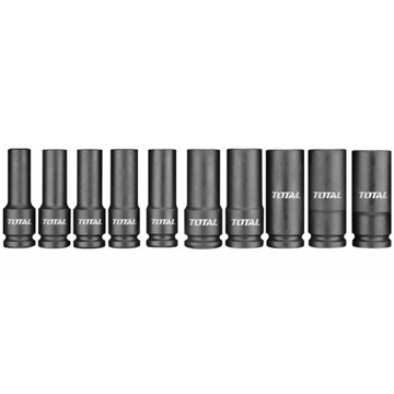 Total THKISD12102L, 10 Pcs Impact Socket Set, Black