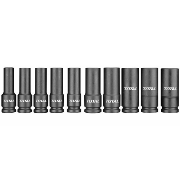 Total THKISD12102L, 10 Pcs Impact Socket Set, Black