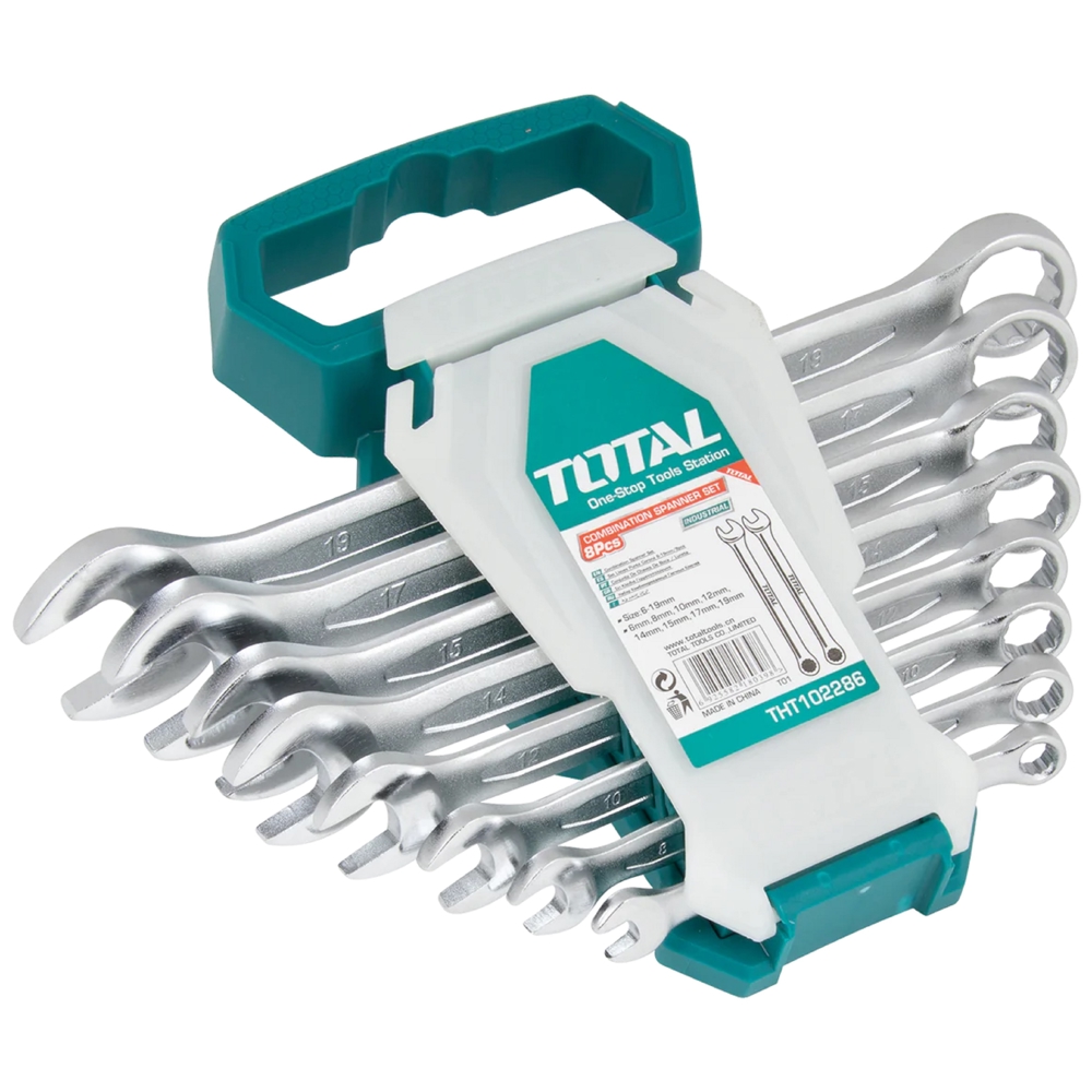 ქანჩის გასაღების ნაკრები Total THT102286, 8 Pcs Ratchet Spanner Set, Blue/Silver