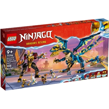 ასაწყობი კონსტრუქცია Lego 71796, Ninjago Elemental Dragon Vs Robot Mistress