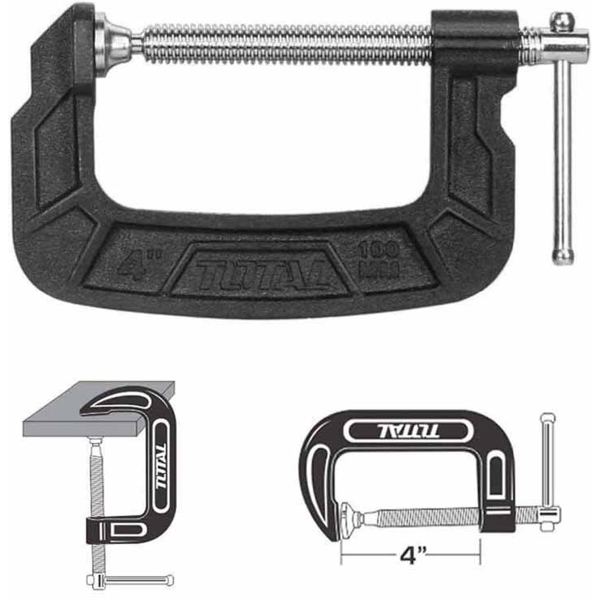 Total THT13141, G Clamp, Silver/Black