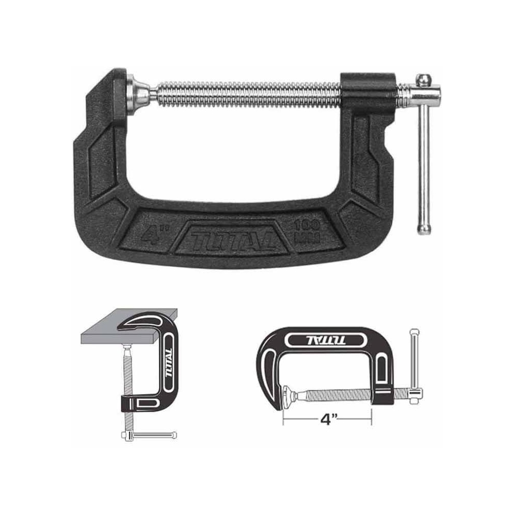ჭახრაკი Total THT13141, G Clamp, Silver/Black