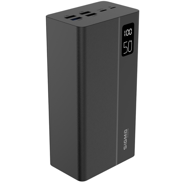 პორტატული დამტენი Sigma SI50A3QL X-Power, 50000mAh, Micro USB, Type-C, USB-А, Power Bank, Black