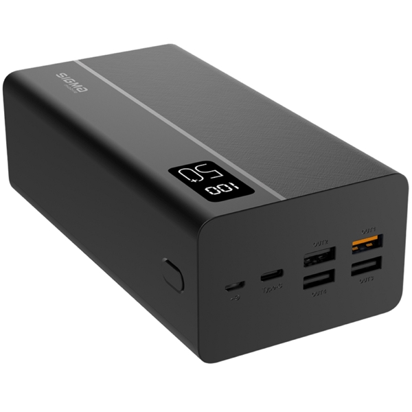 პორტატული დამტენი Sigma SI50A3QL X-Power, 50000mAh, Micro USB, Type-C, USB-А, Power Bank, Black