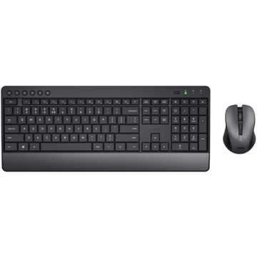 კლავიატურა + მაუსი Trust 24529 Trezo, Wireless, USB, Bluetooth, Keyboard And Mouse, Black