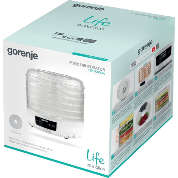 ჩირის აპარატი Gorenje FDK500GCW, 380W, White