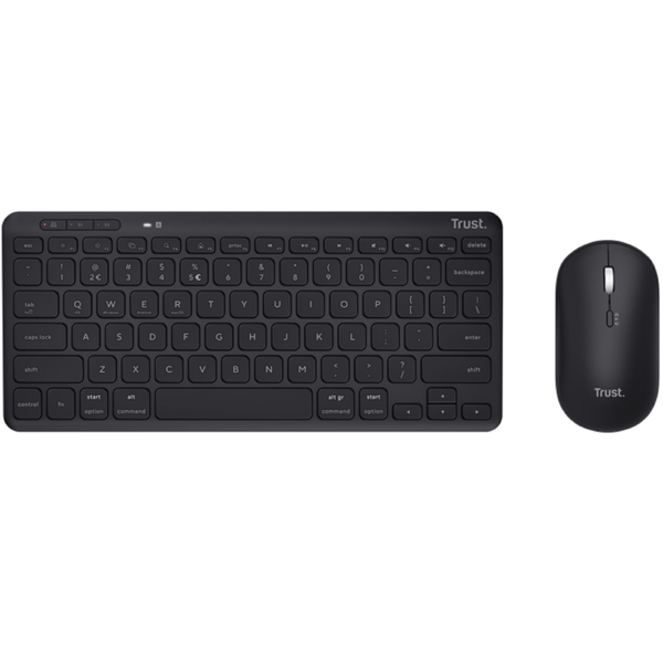 Trust 24843 Lyra, Wireless, USB, Bluetooth, Keyboard And Mouse, Black