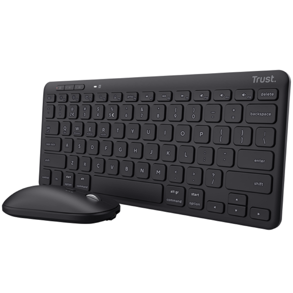 Trust 24843 Lyra, Wireless, USB, Bluetooth, Keyboard And Mouse, Black