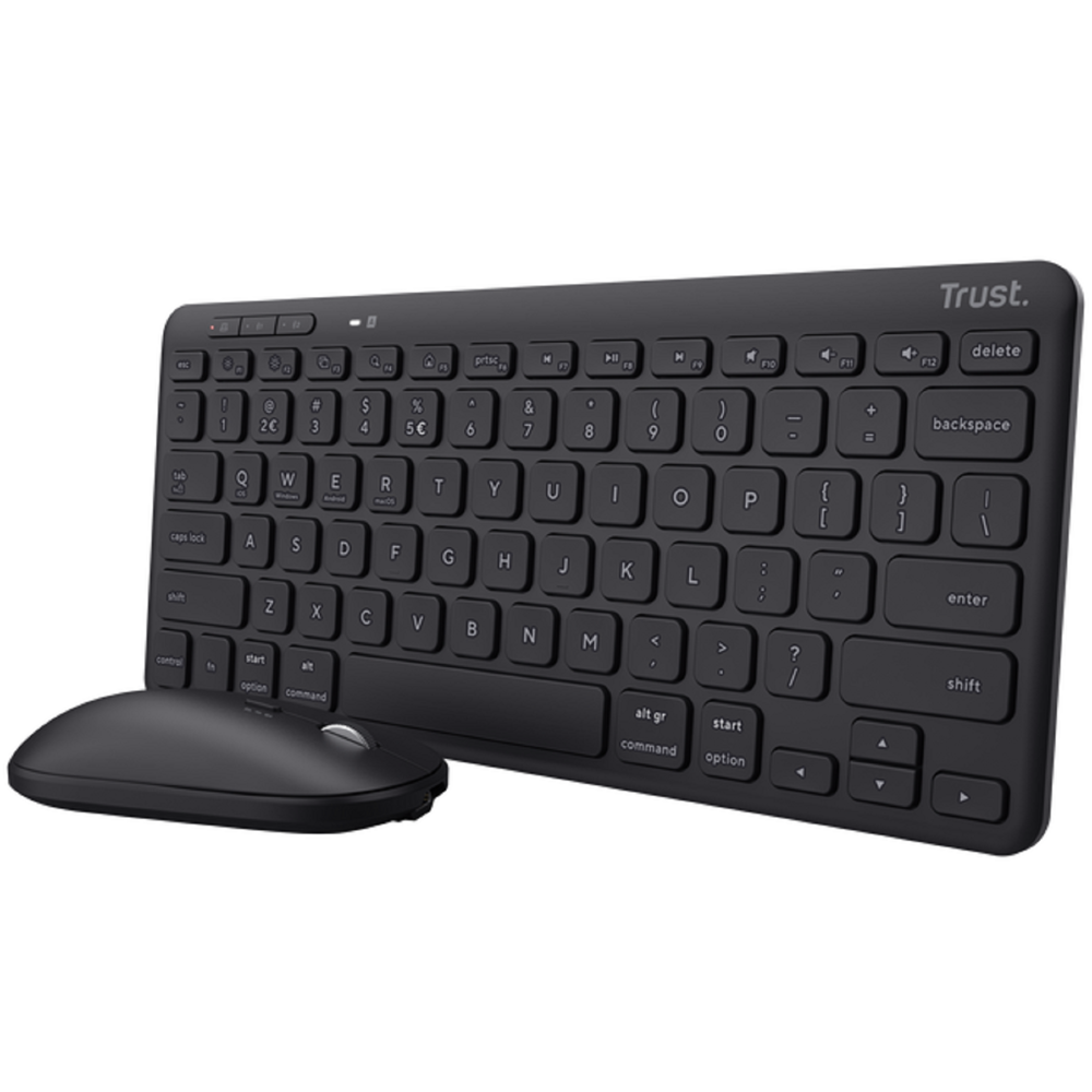 კლავიატურა+მაუსი Trust 24843 Lyra, Wireless, USB, Bluetooth, Keyboard And Mouse, Black