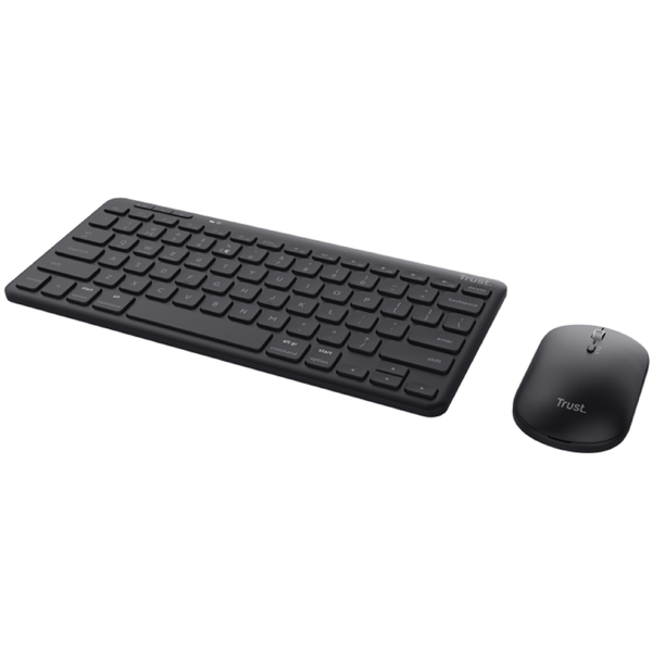 Trust 24843 Lyra, Wireless, USB, Bluetooth, Keyboard And Mouse, Black