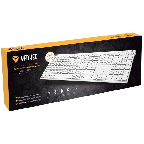 Yenkee 45013892 YKB 2000CSWE, Wireless, USB, Micro USB, Keyboard, White