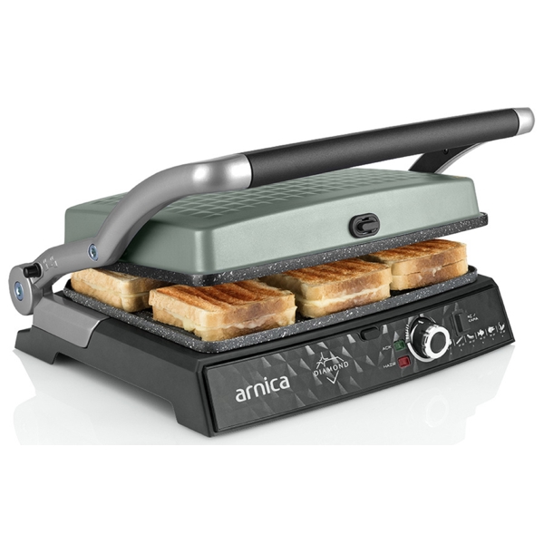 გრილ-ტოსტერი Arnica GH26254, 2000W, Grill-Toaster, Black/Green