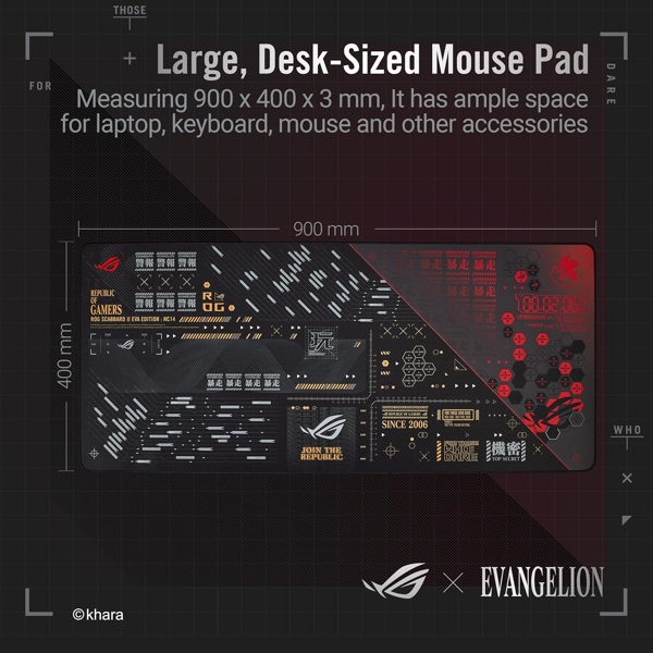 მაუსის პადი Asus 90MP02R0-BPUA00 ROG Scabbard II EVA Edition, Gaming Mouse Pad, XXL, Black