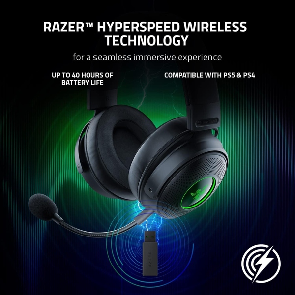 ყურსასმენი Razer RZ04-03460100-R3M1 Kraken V3 Pro, Gaming Headset, Wireless, USB, 3.5mm, Black