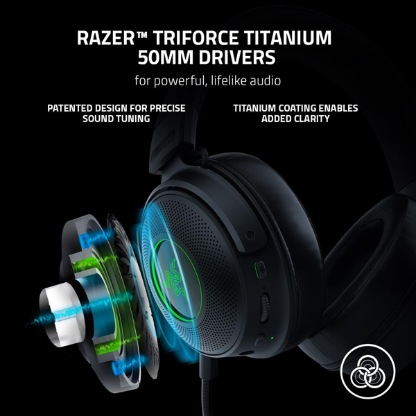 ყურსასმენი Razer RZ04-03460100-R3M1 Kraken V3 Pro, Gaming Headset, Wireless, USB, 3.5mm, Black