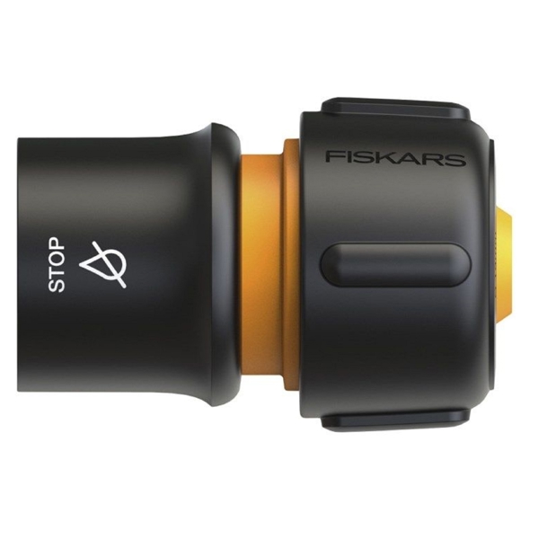 კონექტორი Fiskars 1027084 L QuHoseConnSTOP, Connector, Black/Orange