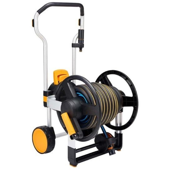 კოჭა სარწყავი მილით Fiskars XL 1/2", 50M, Reel With Hose And Accessories, Black