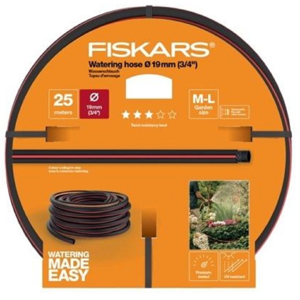 Fiskars Q3 3/4", 25m, Hose, Black