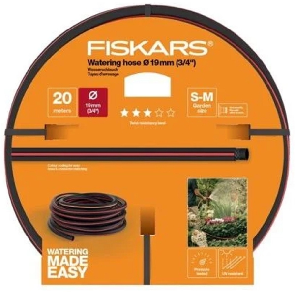 Fiskars Q3 3/4", 20m, Hose, Black