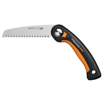 ბაღის დასაკეცი ხერხი Fiskars 1067552 SW68, Folding Garden Saw, Black/Orange