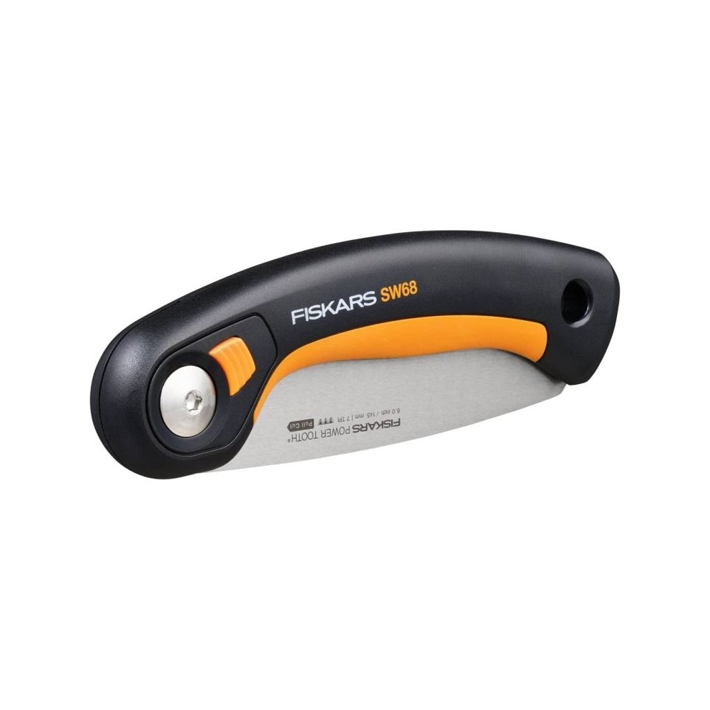 ბაღის დასაკეცი ხერხი Fiskars 1067552 SW68, Folding Garden Saw, Black/Orange