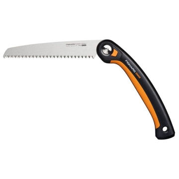 ბაღის დასაკეცი ხერხი Fiskars 1067553 SW69, Folding Garden Saw, Black/Orange