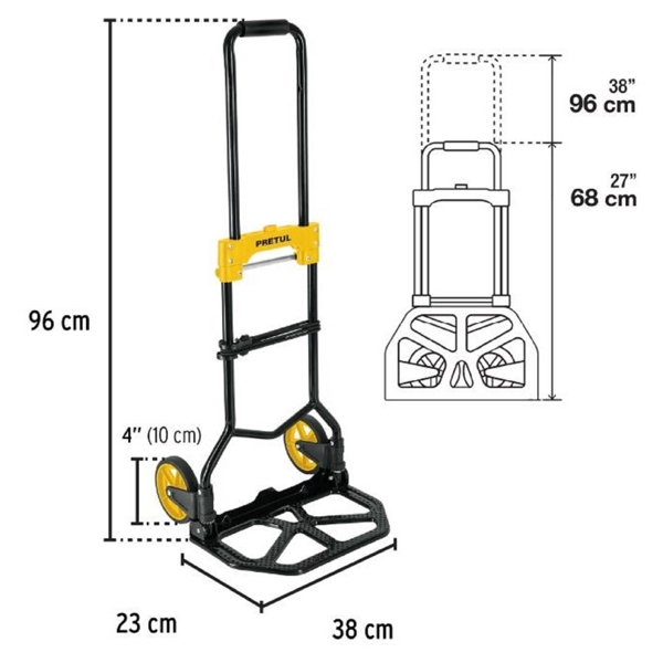 Pretul DIA-60P, 60Kg, Foldable Wheelbarrow, Black