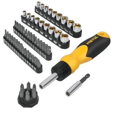 ხელსაწყოების ნაკრები Pretul AUTO-61, 61Pcs, Tools Set, Black/Yellow