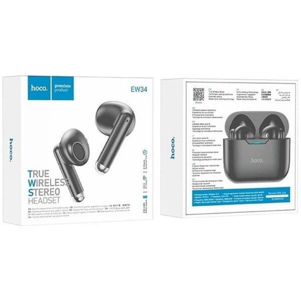 Hoco EW34, Earbuds, Wireless, Bluetooth, Black