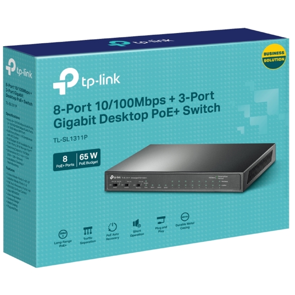 სვიჩი TP-Link TL-SL1311P, 8-Port, PoE+ Switch, Black