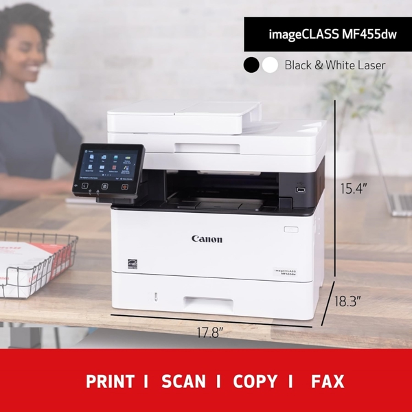 პრინტერი Canon MF455DW i-SENSYS, MFP, A4, Wi-Fi, USB, White