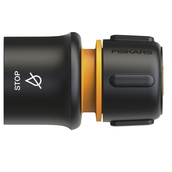 კონექტორი Fiskars QuHoseConnSTOP13-15mm(1/2-5/8"), Connector, Black/Yellow