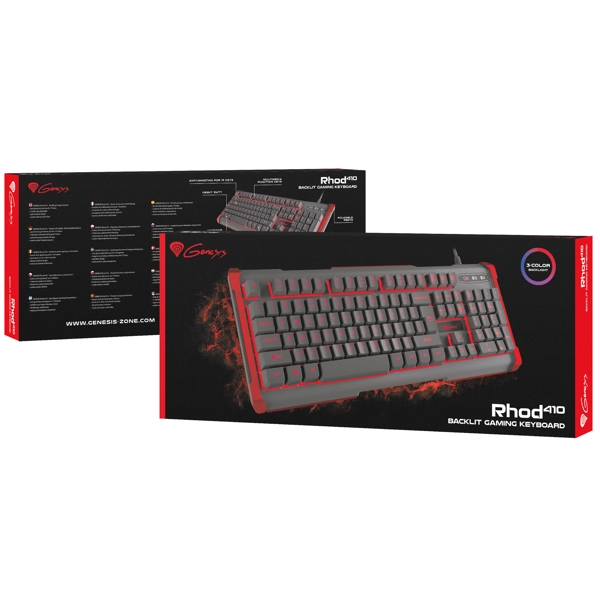 Genesis NKG-0913 Thor 410, Wired, USB, Gaming Keyboard, Black/Red