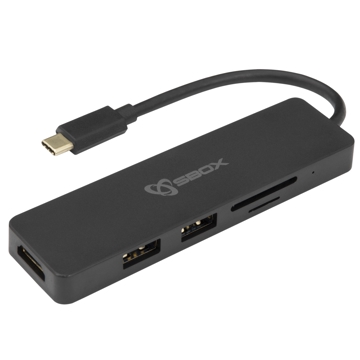 Sbox TCA-51, HDMI, USB-C, USB Hub, Black